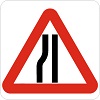 Road narrows on one side ahead